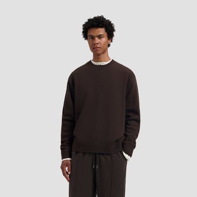 ØLÅF Essential Knitted Crewneck Chocolate Plum, worn