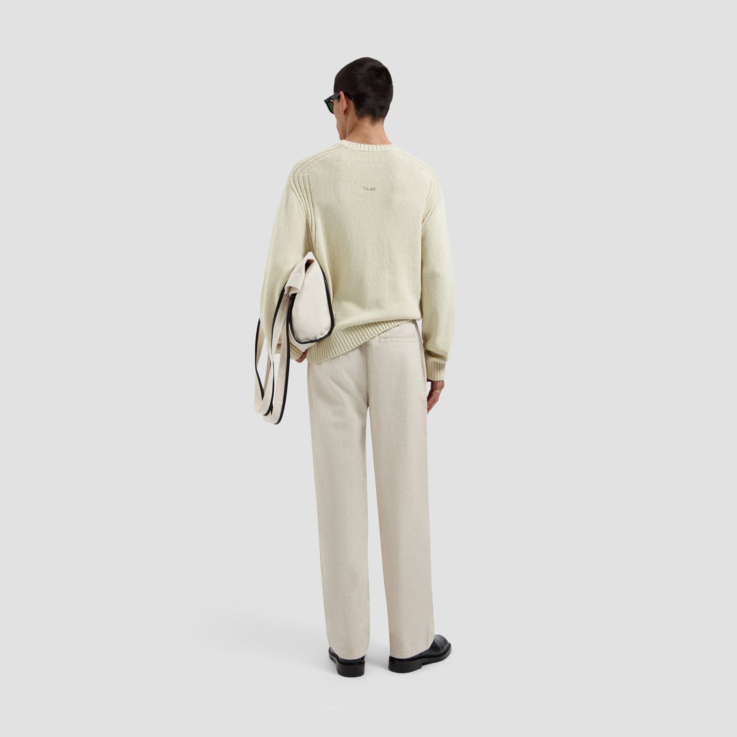 ØLÅF Essential Knitted Crewneck Off White, worn, full look