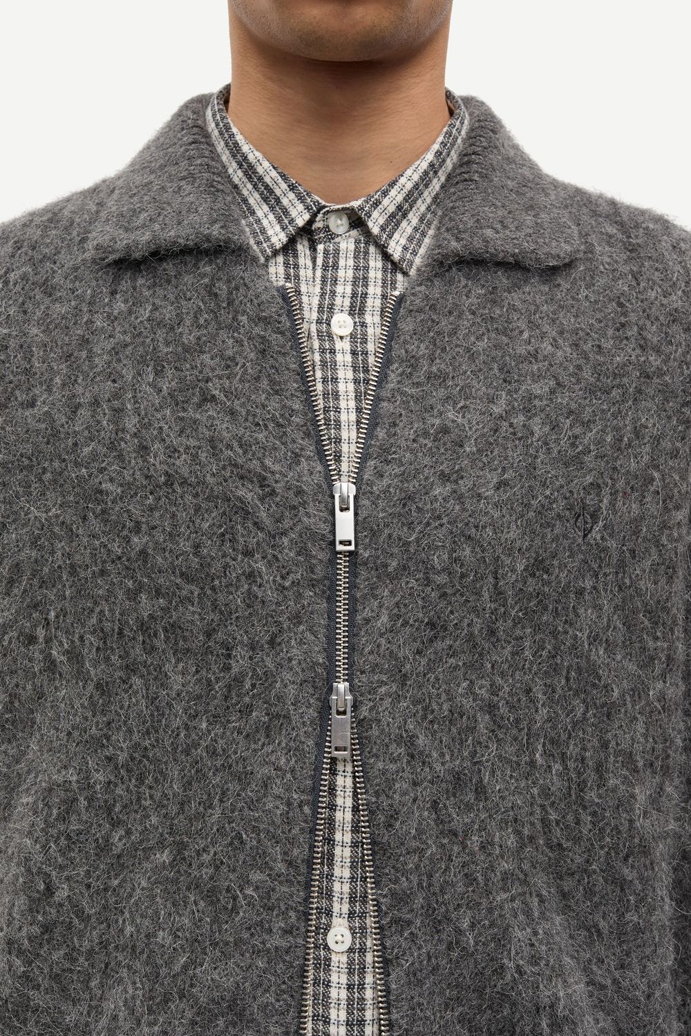 SAMSØE SAMSØE Sajob Zip Cardigan Dark Grey Mel., worn