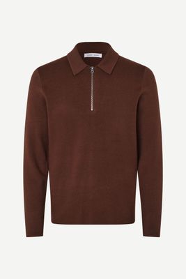 SAMSØE SAMSØE Guna Half Zip Bitter Chocolate, front