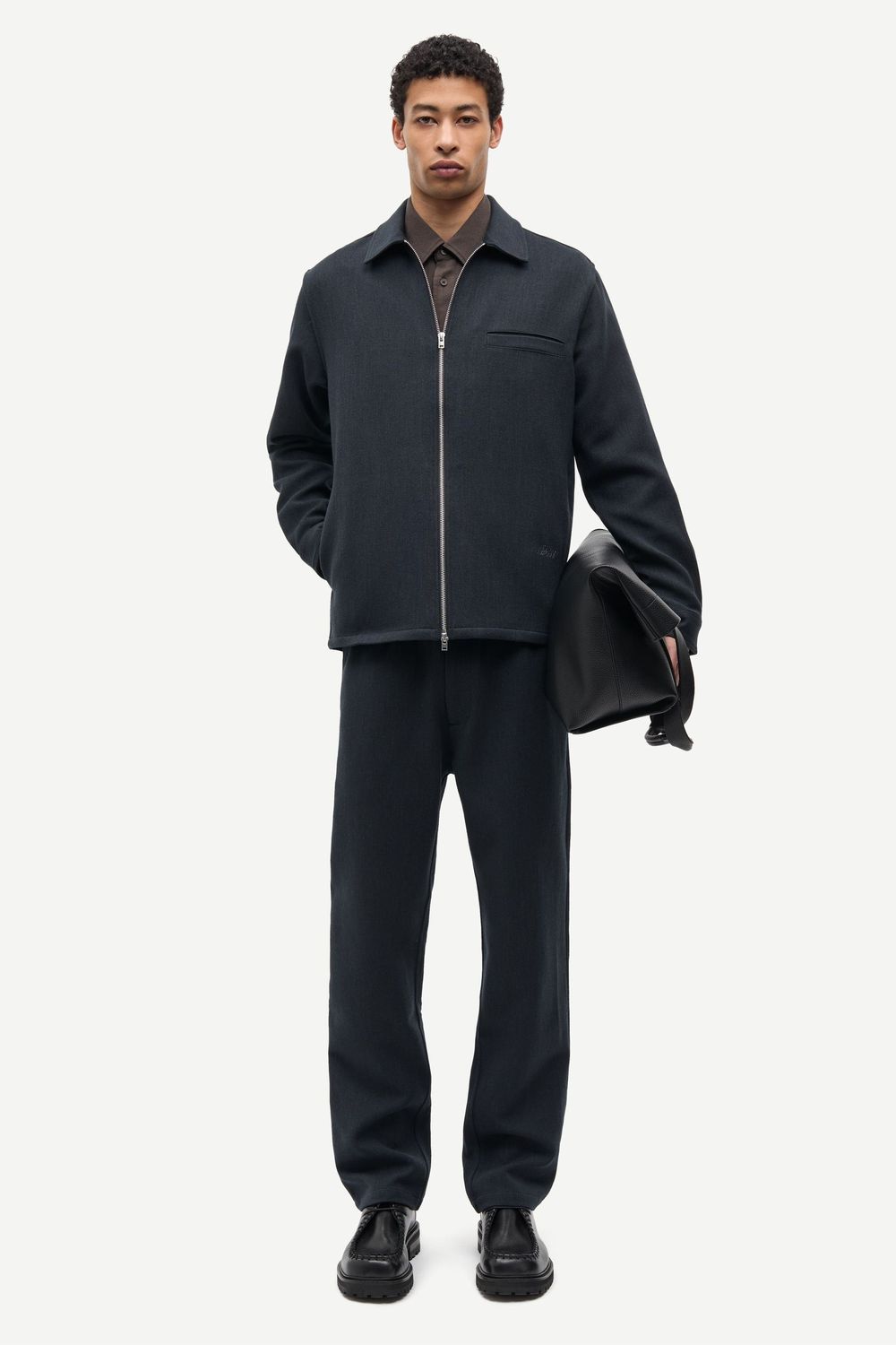 SAMSØE SAMSØE Sadamon GT Zip Overshirt Dark Grey Mel., worn