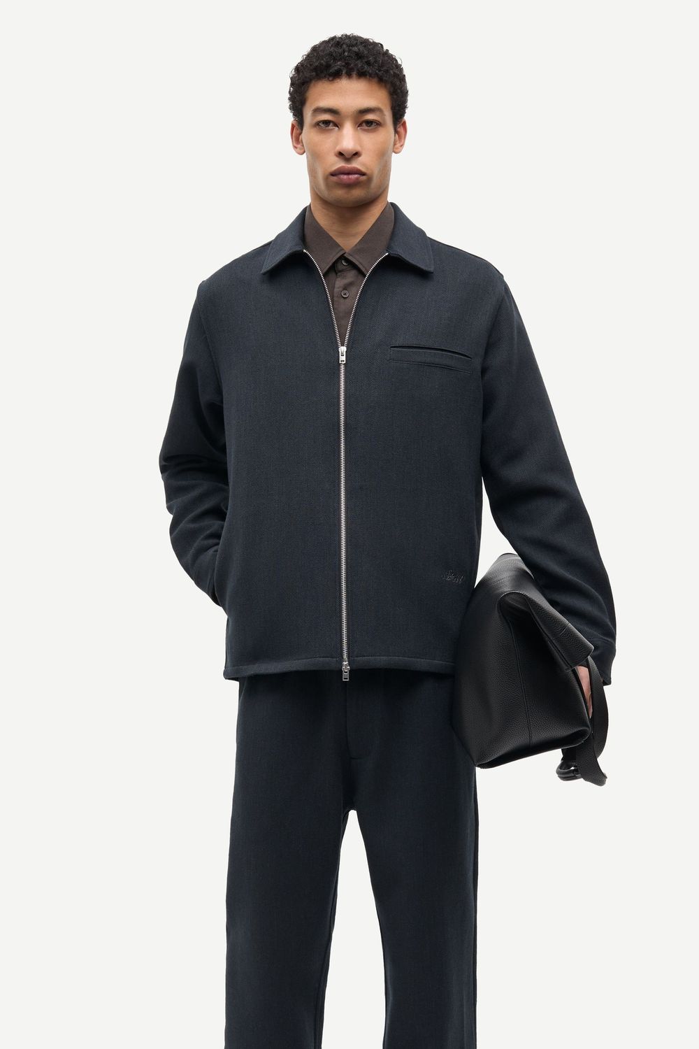 SAMSØE SAMSØE Sadamon GT Zip Overshirt Dark Grey Mel., worn