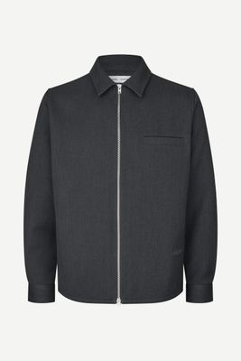 SAMSØE SAMSØE Sadamon GT Zip Overshirt Dark Grey Mel., front