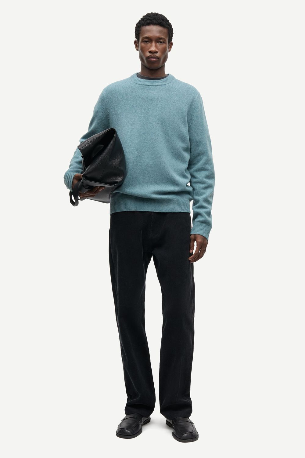 SAMSØE SAMSØE Isak Knit Sweater Stormy Sea, worn