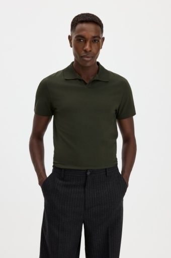 stretch cotton polo t-shirt