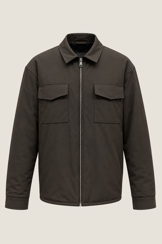 ALTER EGO Robert Jersey Overshirt Coffee, worn