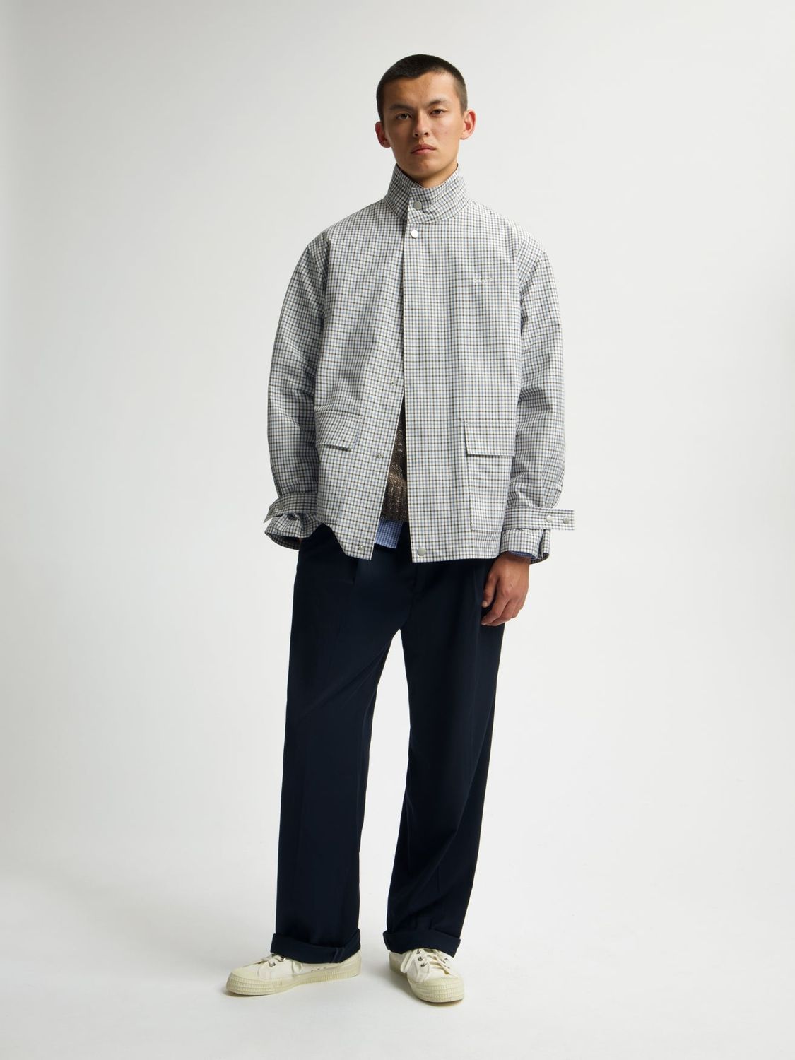 ØLÅF Oversized Utility Jacket Bracken/Dusty Blue, worn, full look