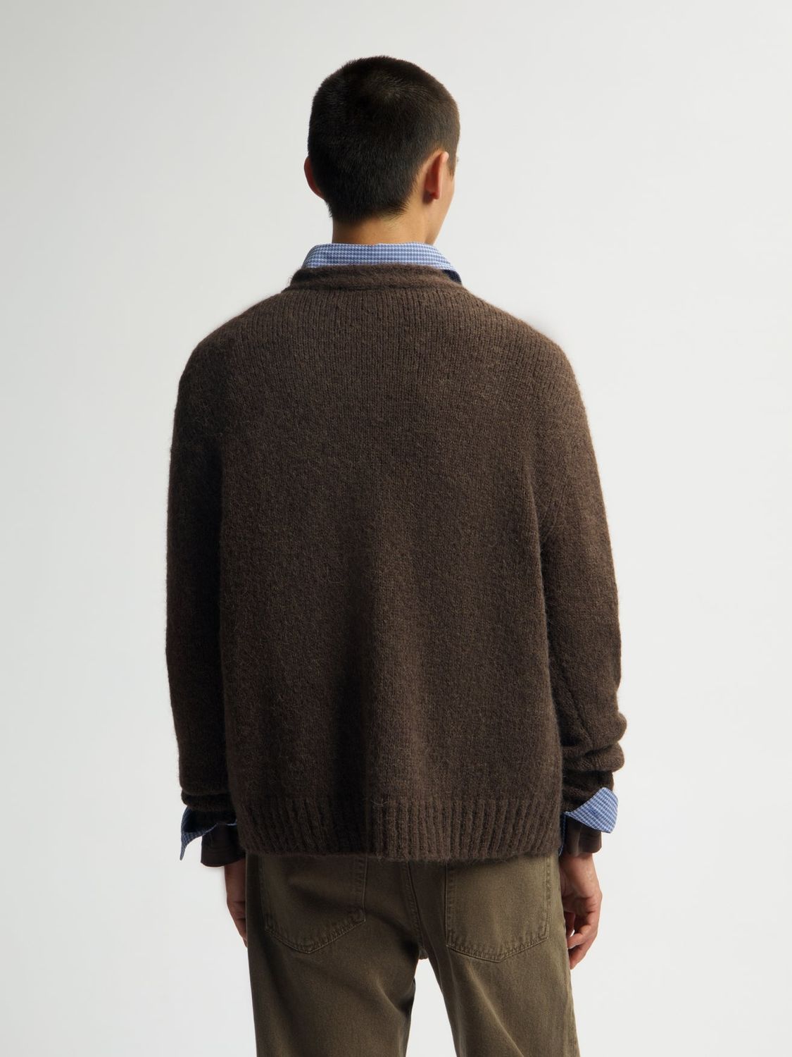 ØLÅF Hairy Texture Cardigan Bracken, worn