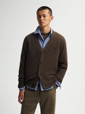 ØLÅF Hairy Texture Cardigan Bracken, worn