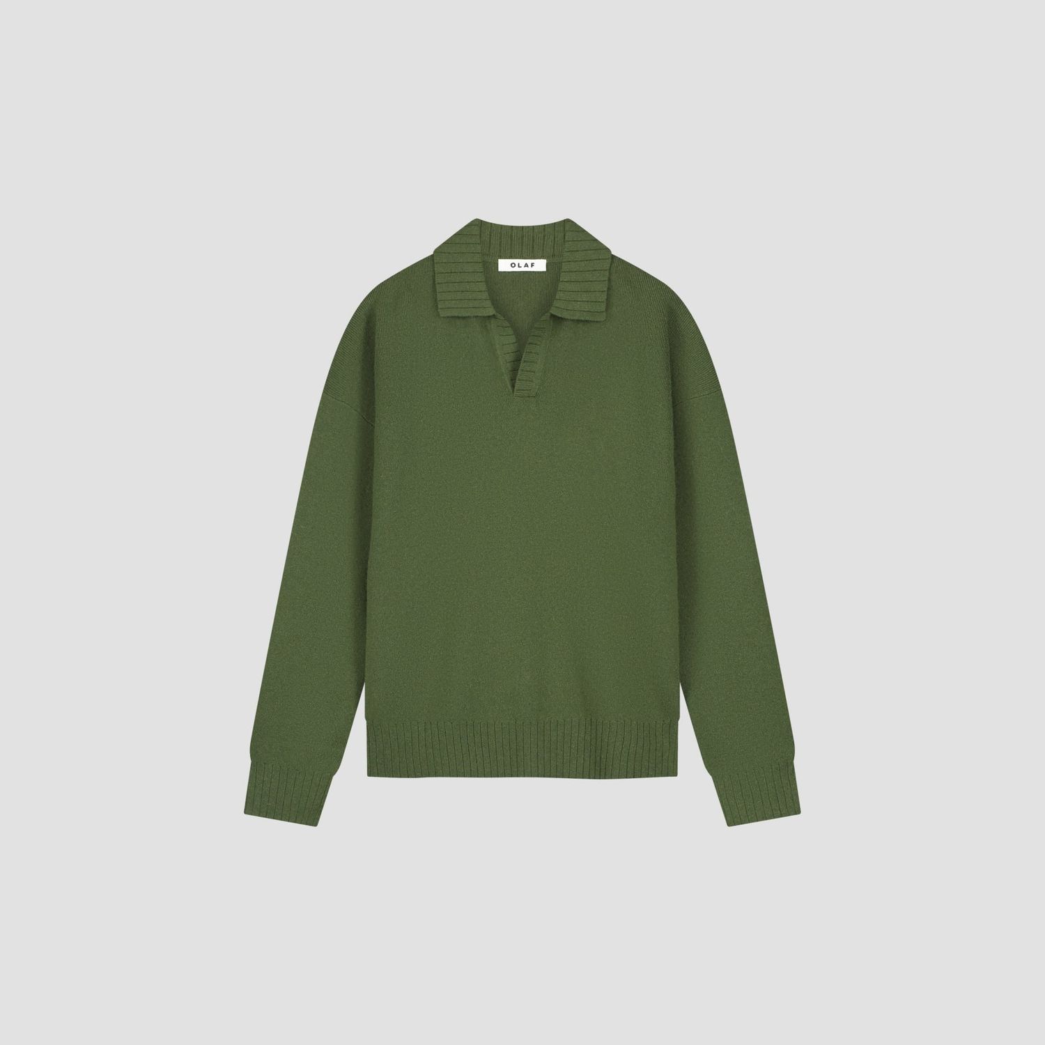 ØLÅF Essential Knitted Polo Kombu Green, front