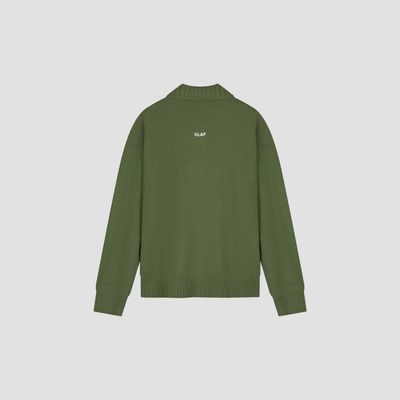 ØLÅF Essential Knitted Polo Kombu Green, back