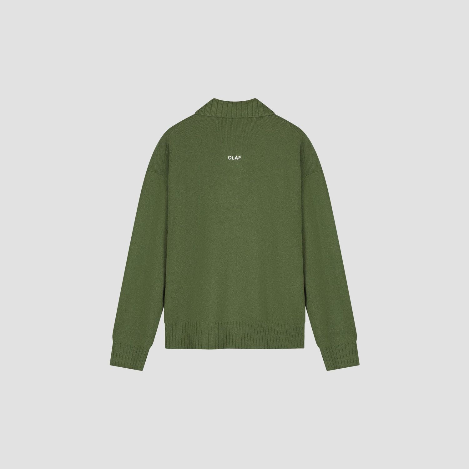 ØLÅF Essential Knitted Polo Kombu Green, back