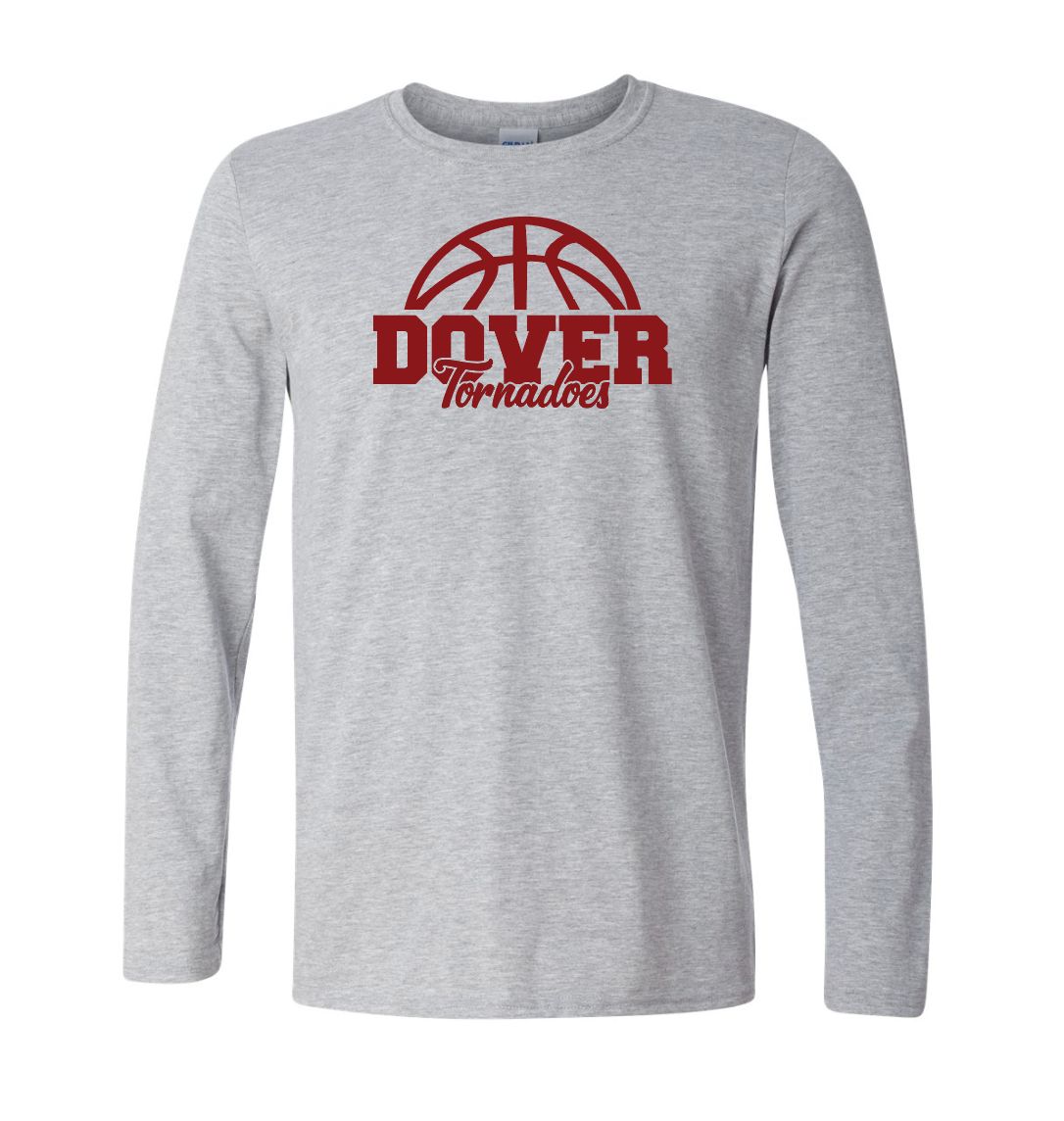 Sport Grey Gildan Unisex Softstyle® Long Sleeve T-Shirt Red Dover Tornadoes Basketball