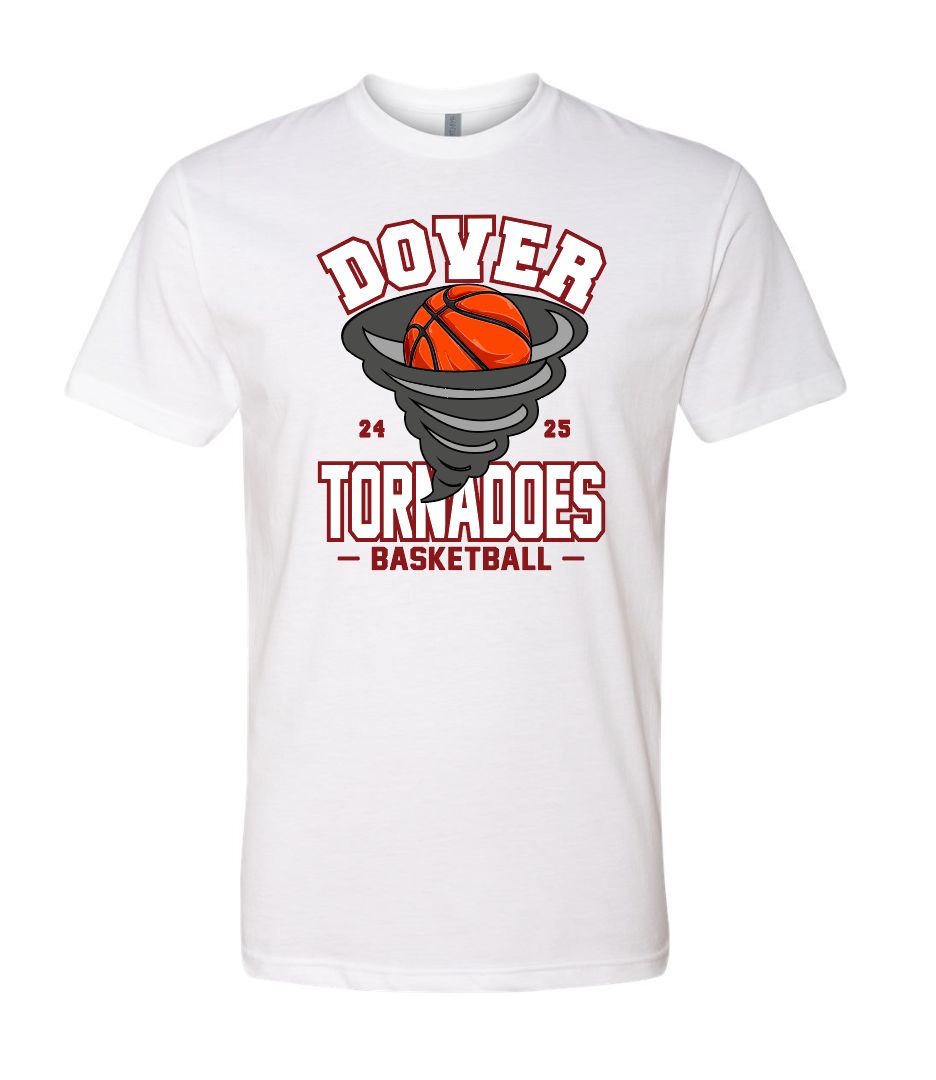 White Next Level Unisex CVC T-Shirt Dover Basketball with Tornado