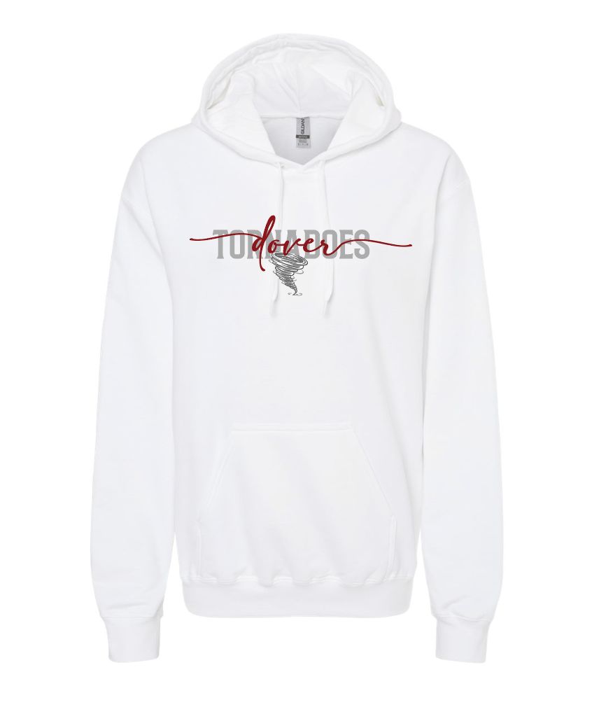 White Gildan Unisex Softstyle® Midweight Hooded Sweatshirt Script Dover