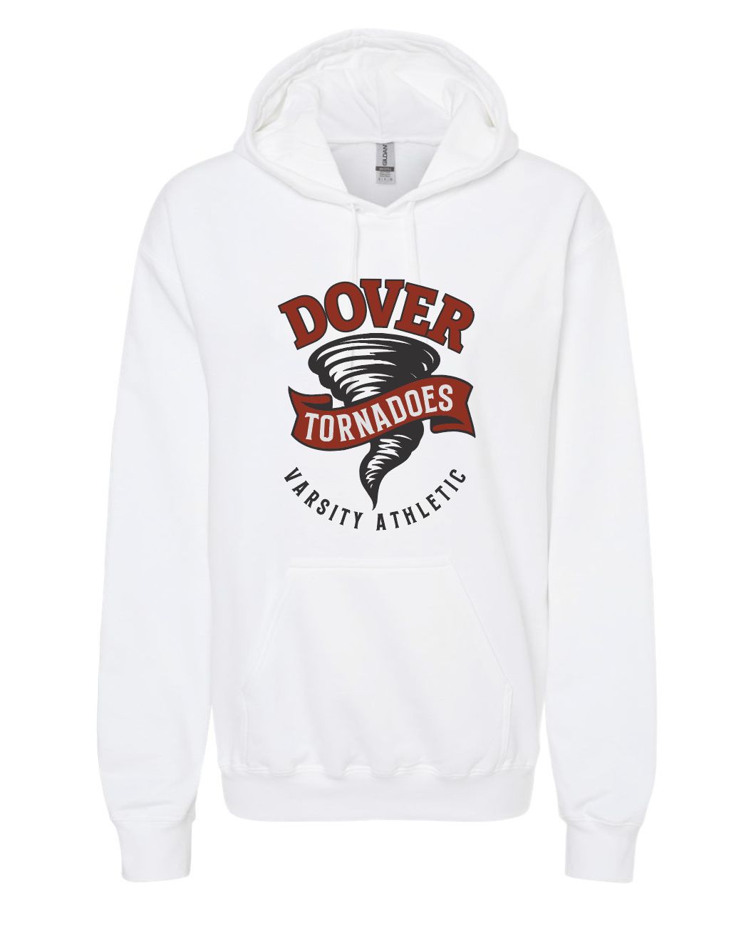 White Gildan Unisex Softstyle® Midweight Hooded Sweatshirt Vintage Dover Varsity Athletics