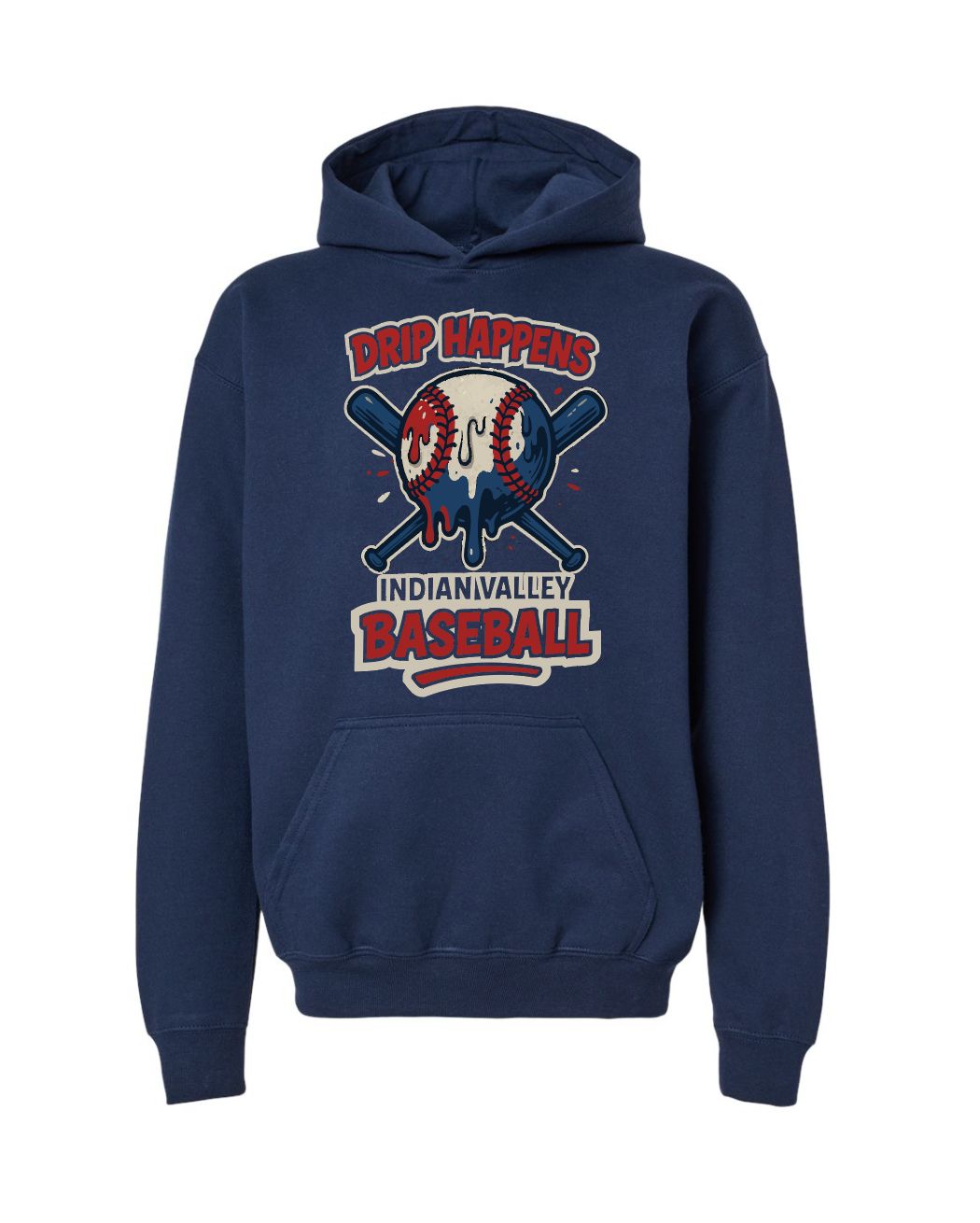 Navy Youth Hooded Sweatshirt IV Drip Happens