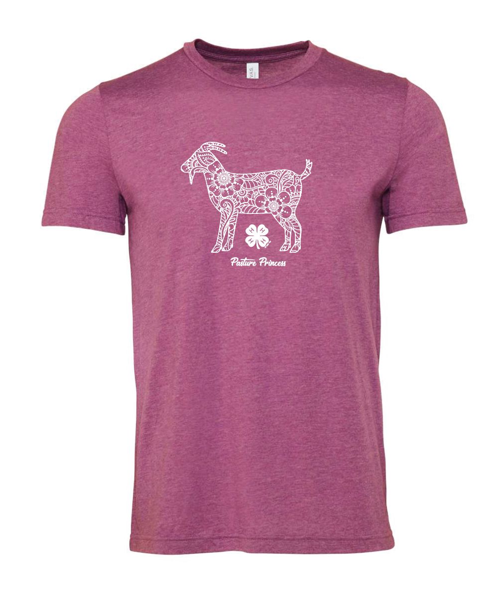 Floral Goat Silhouette / Pasture Princess Tee; Heather Magenta Bella+Canvas CVC Jersey Tee