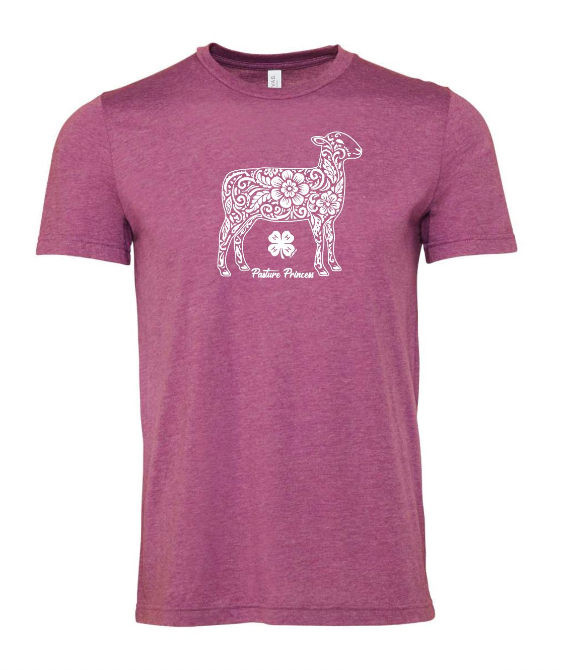 Floral Lamb Silhouette / Pasture Princess Tee; Heather Magenta Bella+Canvas CVC Jersey Tee