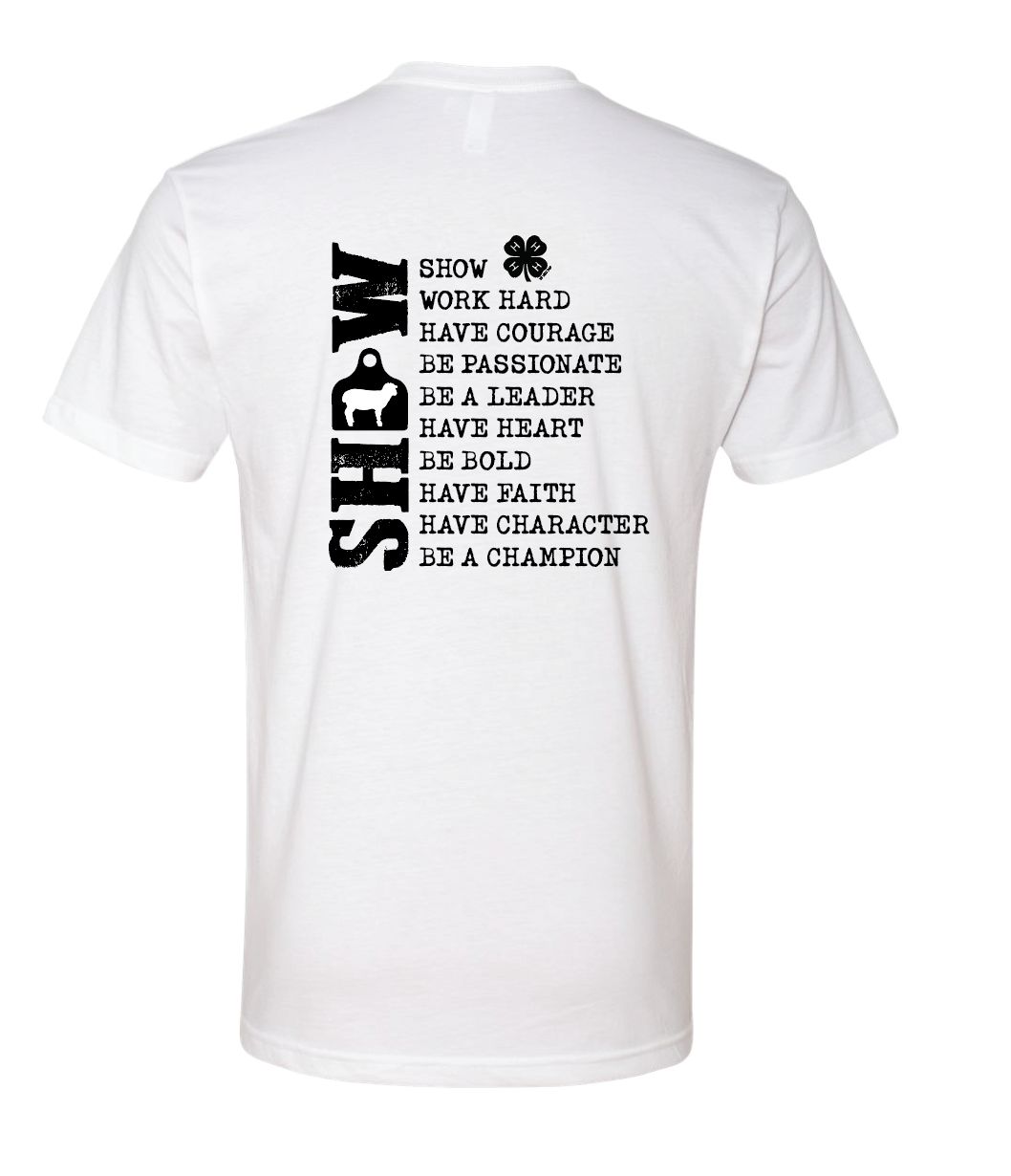4H Lamb Show Shirt; White Bella+Canvas CVC Jersey Tee