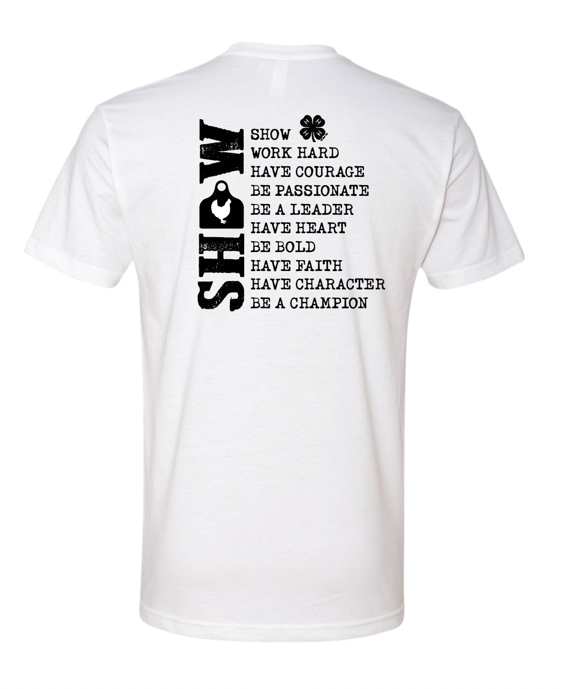 4H Chicken Show Shirt; White Bella+Canvas CVC Jersey Tee