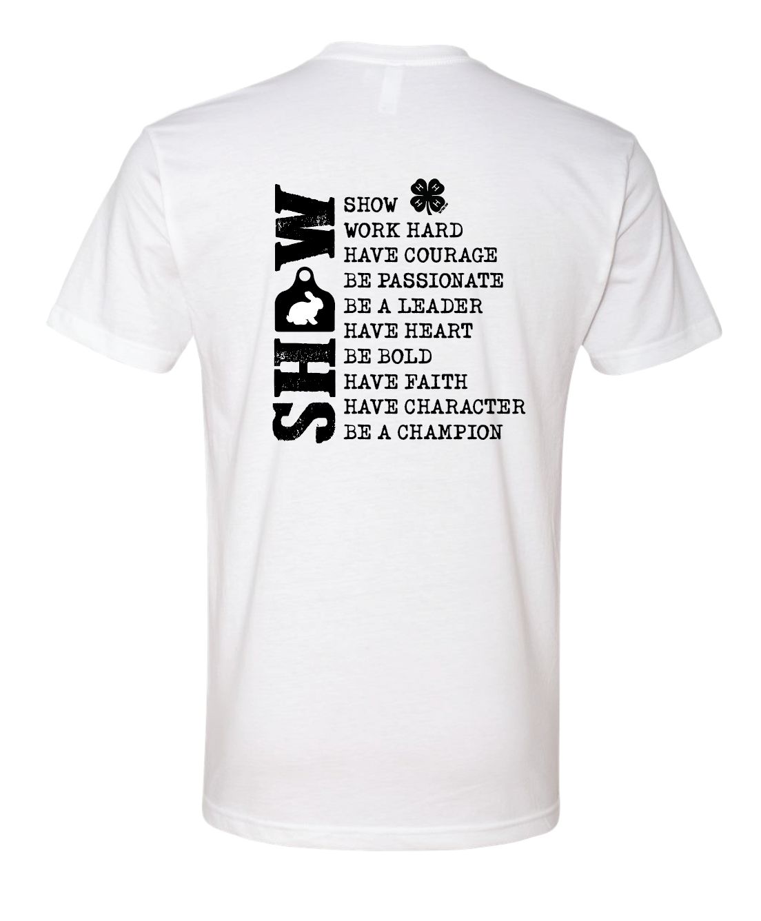 4H Rabbit Show Shirt; White Bella+Canvas CVC Jersey Tee