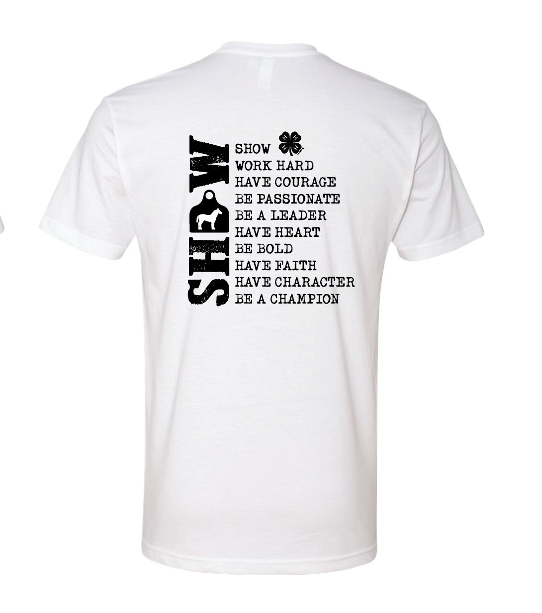4H Horse Show Shirt; White Bella+Canvas CVC Jersey Tee