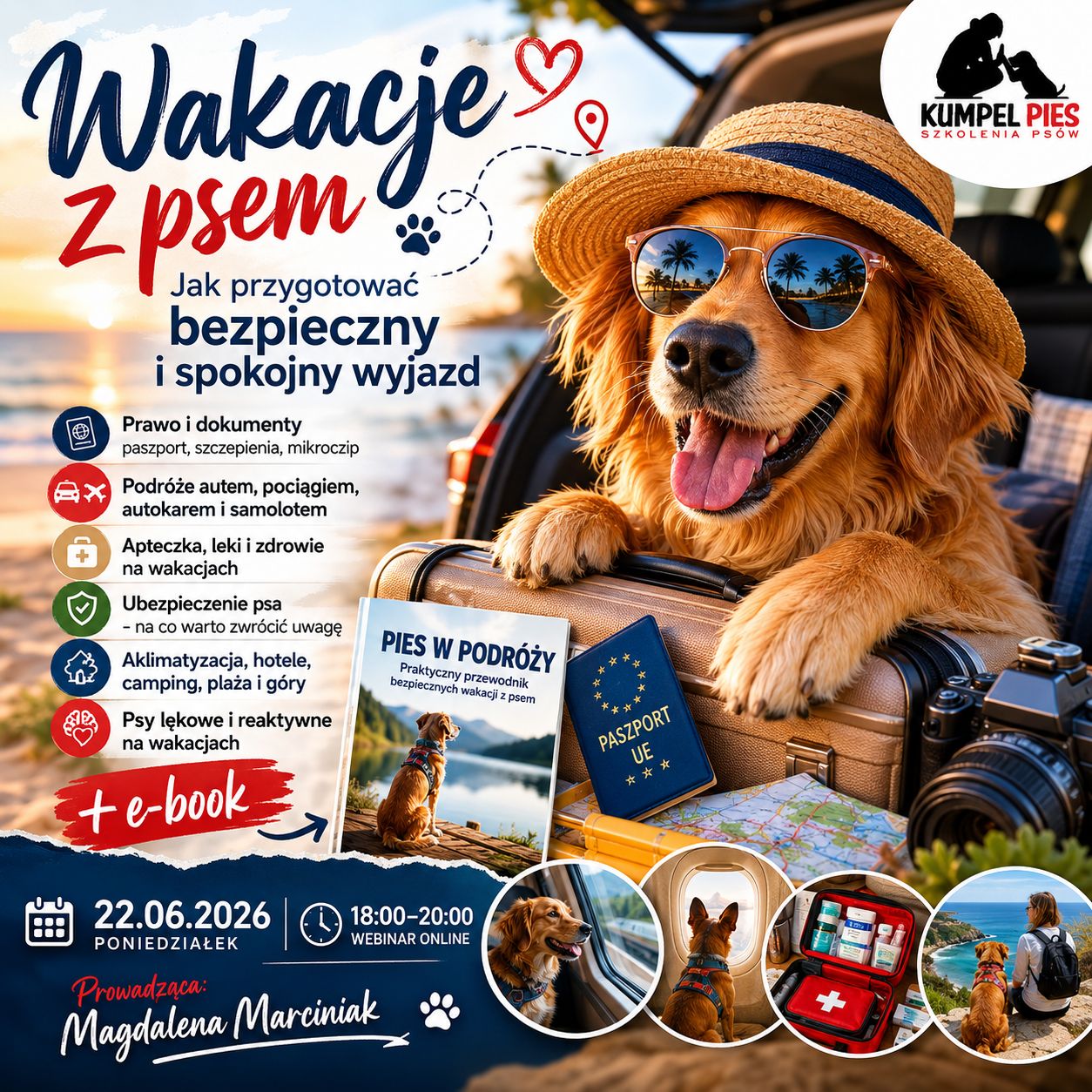 Wakacje z psem - jak przygotować bezpieczny i spokojny wyjazd? Webinar + e-book
