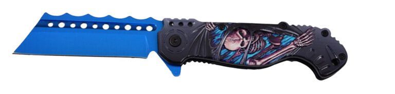 Blue Skull Cleaver Blade Knife