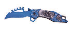 Blue Skull Karambit Knife