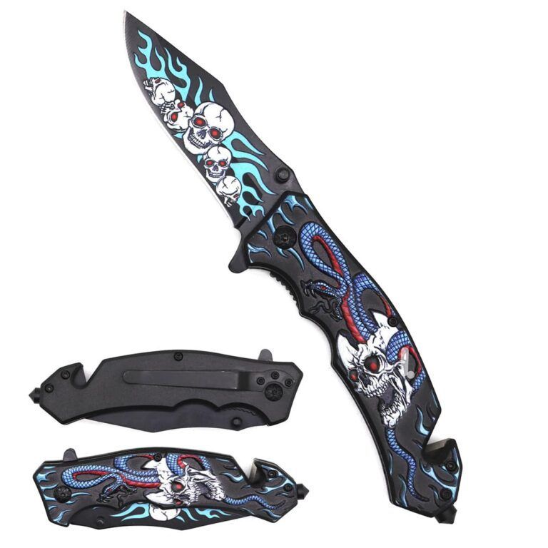 Blue Skull Snake Knife