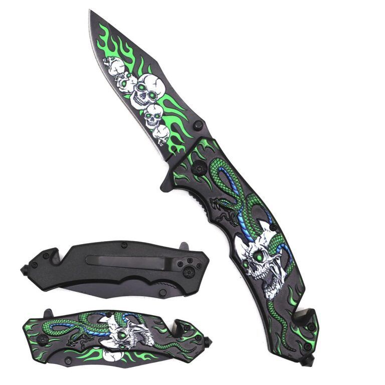 Green Skull Snake Knife