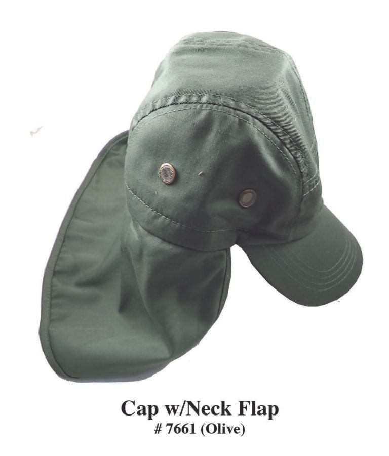 Khaki Cap W/neck Flap