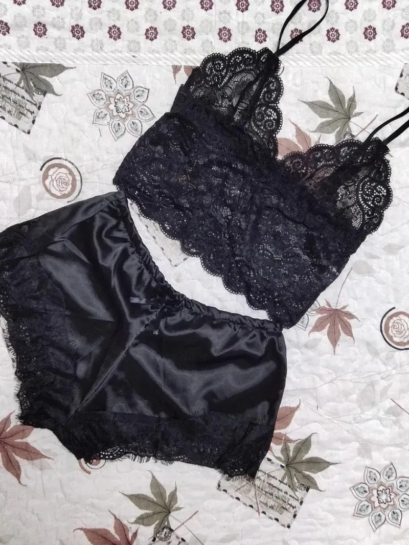 Summer Sexy Silk Set Satin Short Pajama Set