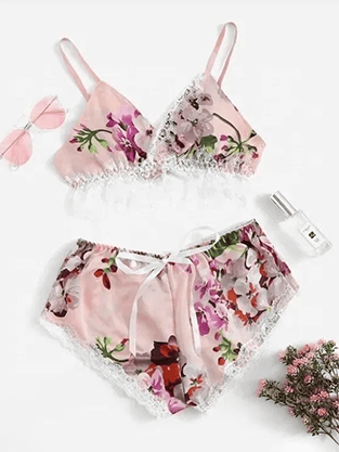 Sexy Lingerie Night Dress Sling Pajama Set Women’s Satin Short Pajama Silk Underwear Set