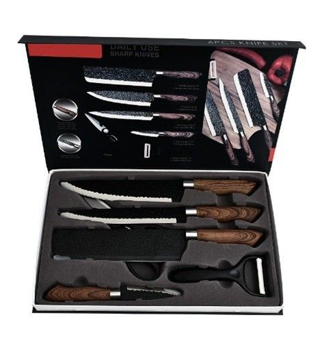 Chef Knife Set Kitchen EVA Insert Stainless Steel Metal Customized Box.