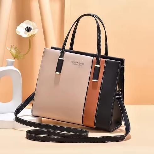 Luxury Color Matching Women Fashion, Multifunctional Ladies Handbag-Khaki & Black Luxury Color Matching Women Fashion, Multifunctional Ladies Handbag-Khaki & Black