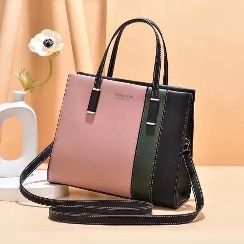 Luxury Color Matching Women Fashion, Multifunctional Ladies Handbag-Pink & Black Luxury Color Matching Women Fashion, Multifunctional Ladies Handbag-Pink & Black