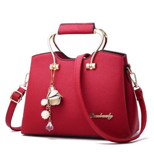 Ladies Leather Purse Handbag-Red