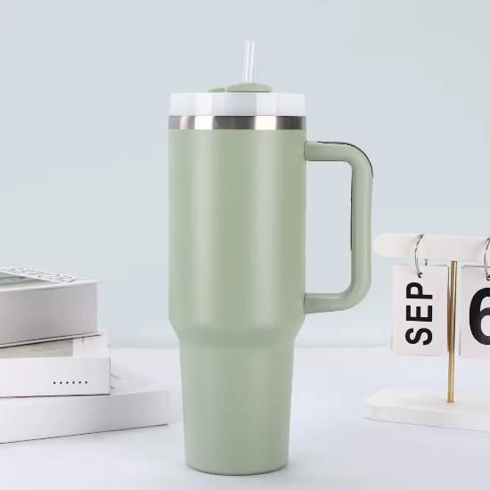Customized 40oz Stainless Steel Vacuum Insulated Tumbler Powder Coated Travel Mug Lid Straw Hot & Cold Water.