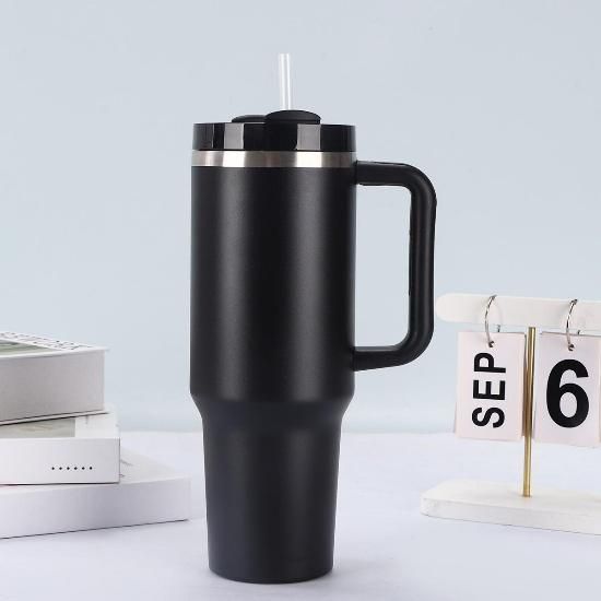 Customized 40oz Stainless Steel Vacuum Insulated Tumbler Powder Coated Travel Mug Lid Straw Hot & Cold Water.