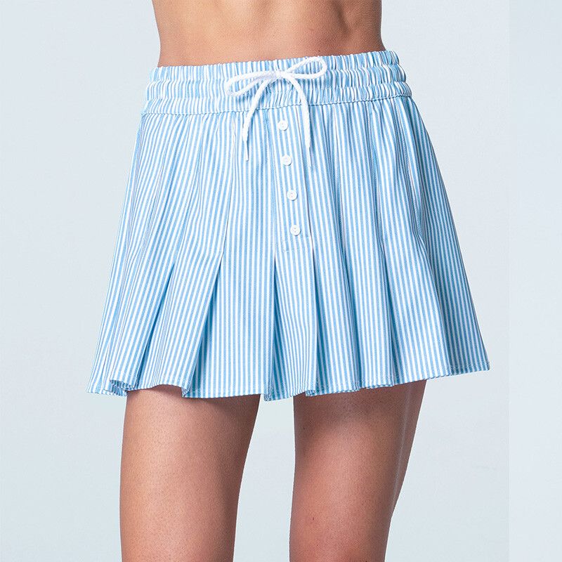 Lucky In Love High Waist Linen Stripe Skirt 13.5&quot;