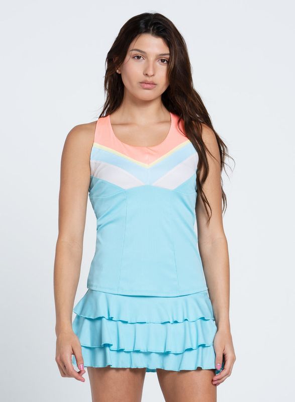 Lucky In Love Club Racerback Tank W/ Bra Cool Blue