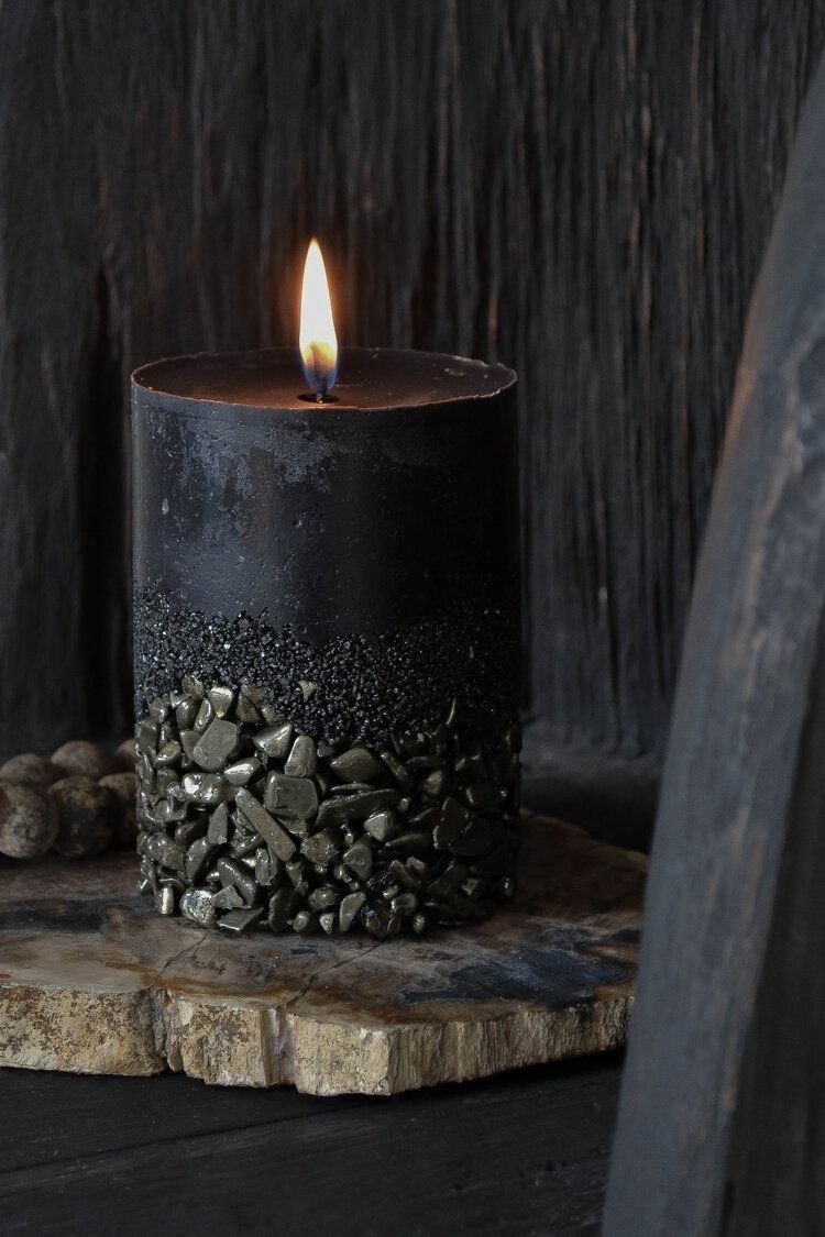 Pyrite Flame – Crystal Candle with Natural