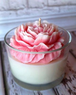 &quot;Blush Peony&quot; Floral Candle