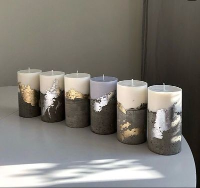 Noorah TerraLux – Concrete &amp; Foil Art Candle Collection