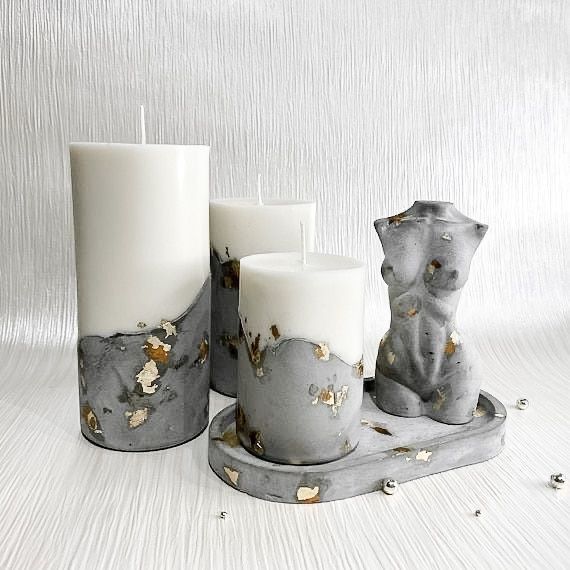 Noorah VenusStone Collection – Concrete &amp; Foil Art Candles