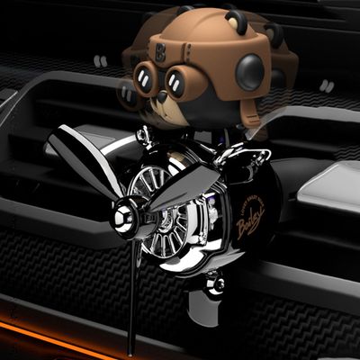 Car Aromatherapy Air Freshener Bear Pilot Rotating Propeller Aromatherapy Interior Perfume Diffuser Vent Fragrance Car Ornament