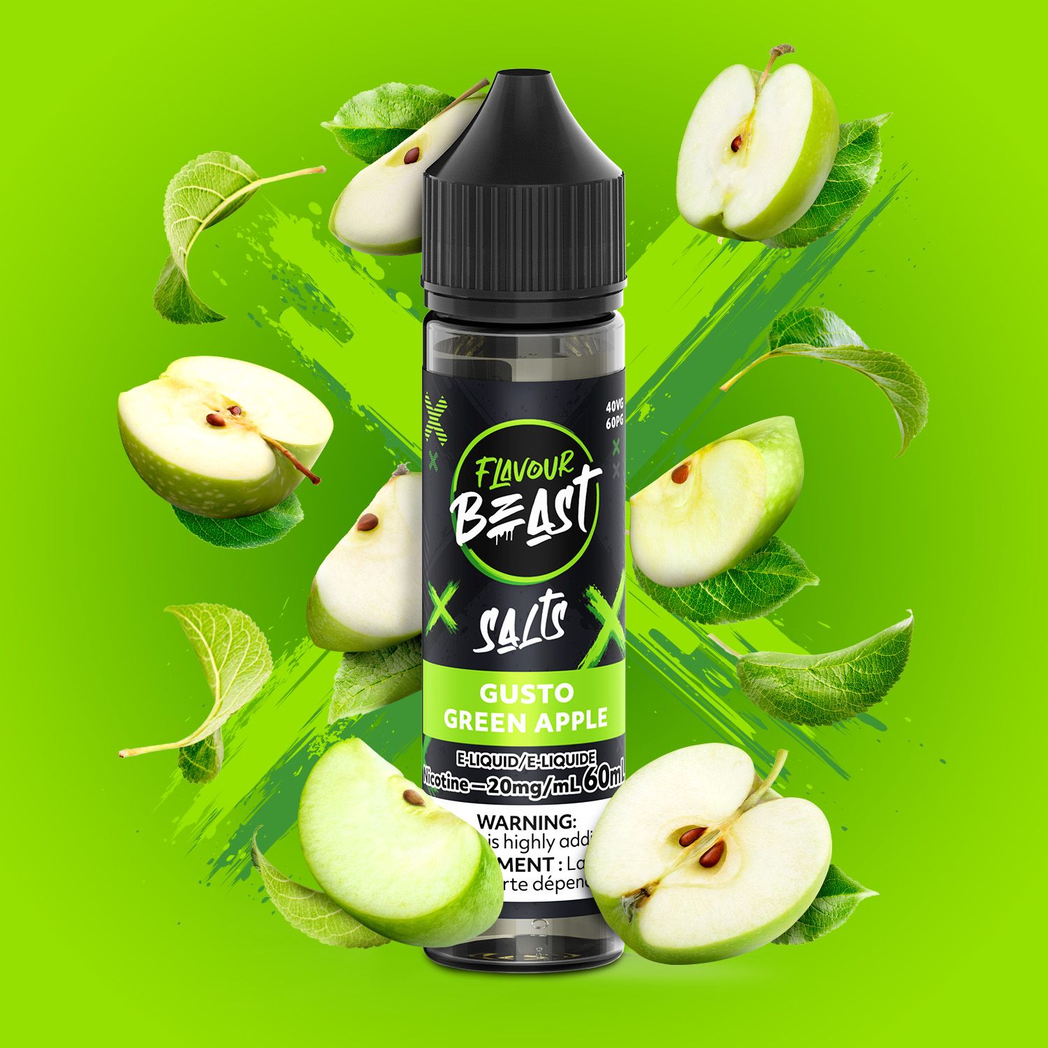 FB Salt 60ml Gusto Green Apple 20mg