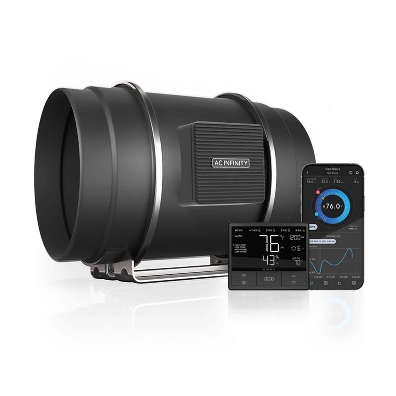 Cloudline T8 Quiet Inline Duct System Fan + Temp &amp; Humidity